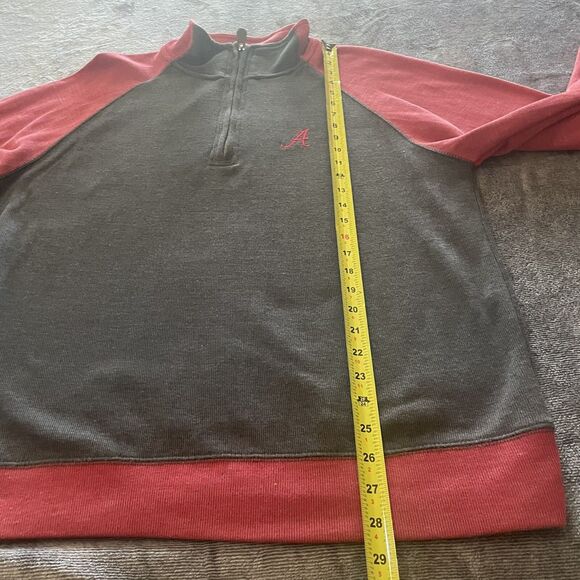 Alabama Crimson Tide Adult Medium 1/4 Zip Sweater Gray and Red Pressbox EUC - Picture 7 of 9